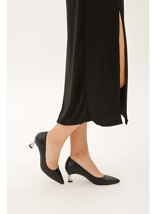 Tamer Tanca Kadın Suni Deri Siyah Topuklu Ayakkabı - Görsel 6