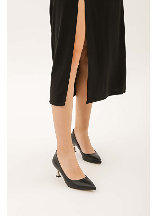 Tamer Tanca Kadın Suni Deri Siyah Topuklu Ayakkabı - Görsel 7