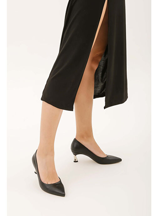 Tamer Tanca Kadın Suni Deri Siyah Topuklu Ayakkabı - Görsel 8