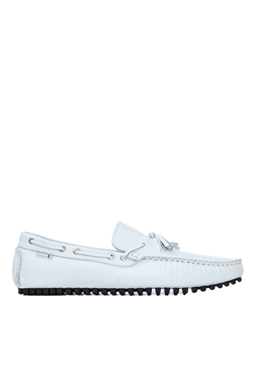 Tamer Tanca Erkek Hakiki Deri Beyaz Driver Ayakkabı - Görsel 2