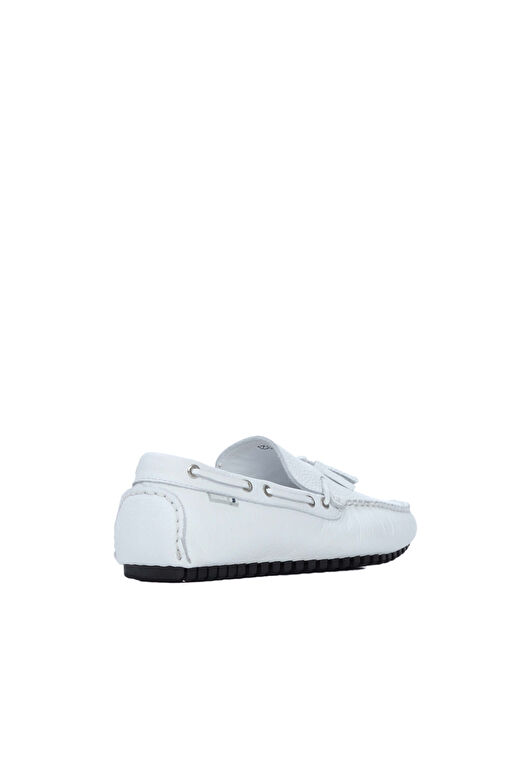 Tamer Tanca Erkek Hakiki Deri Beyaz Driver Ayakkabı - Görsel 4