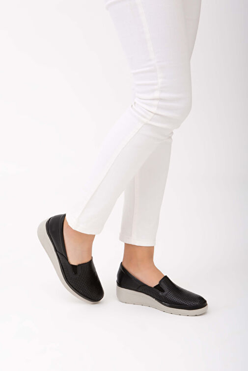 Tamer Tanca Kadın Hakiki Deri Siyah Deri Comfort Ayakkabı - Görsel 2