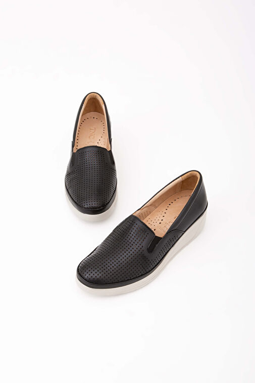 Tamer Tanca Kadın Hakiki Deri Siyah Deri Comfort Ayakkabı - Görsel 7