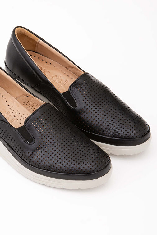 Tamer Tanca Kadın Hakiki Deri Siyah Deri Comfort Ayakkabı - Görsel 9