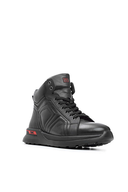 Tamer Tanca Erkek Hakiki Deri Siyah Spor Bot - Görsel 3