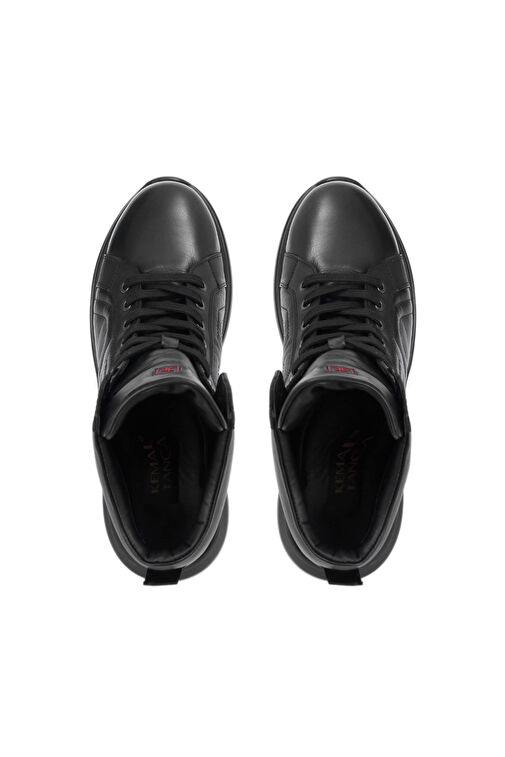 Tamer Tanca Erkek Hakiki Deri Siyah Spor Bot - Görsel 5