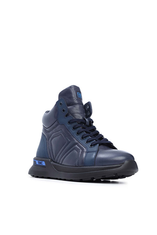 Tamer Tanca Erkek Hakiki Deri Lacivert Spor Bot - Görsel 3