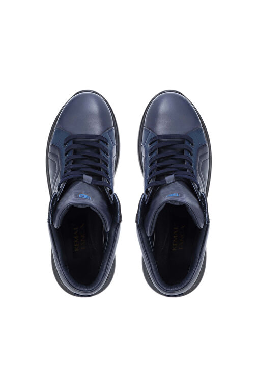 Tamer Tanca Erkek Hakiki Deri Lacivert Spor Bot - Görsel 5