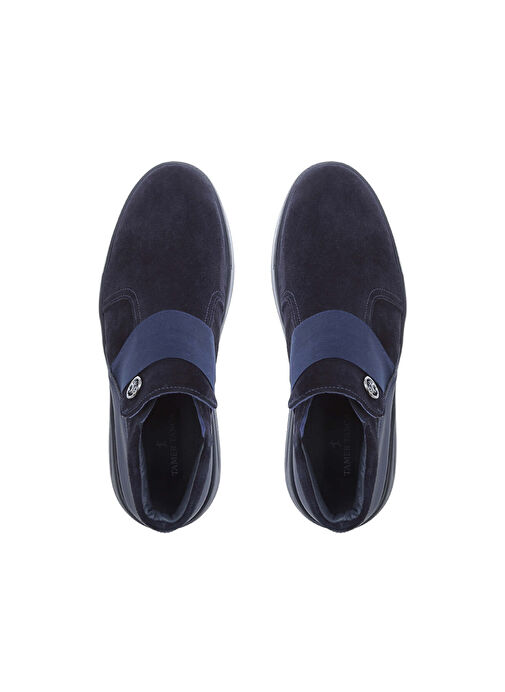 Tamer Tanca Erkek Hakiki Deri Lacivert Süet Casual Bot - Görsel 5