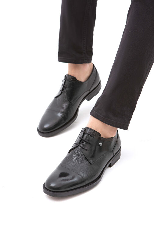 Tamer Tanca Erkek Hakiki Deri Siyah Klasik Ayakkabı - Görsel 4