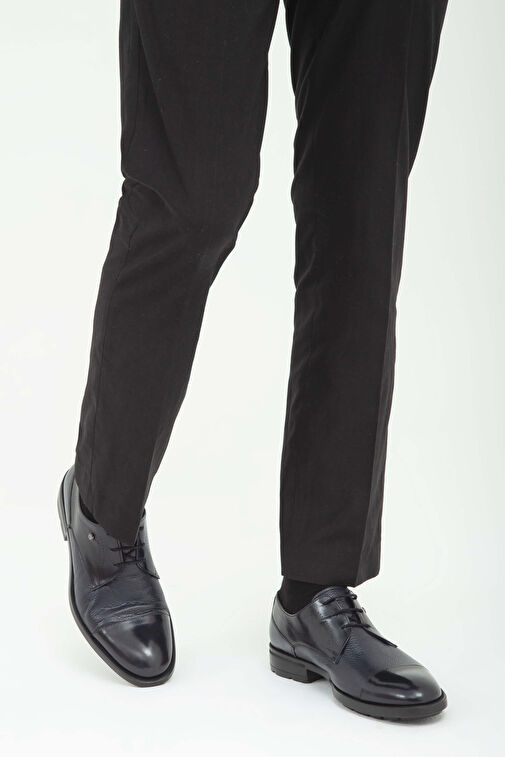 Tamer Tanca Erkek Hakiki Deri Lacivert Klasik Ayakkabı - Görsel 3