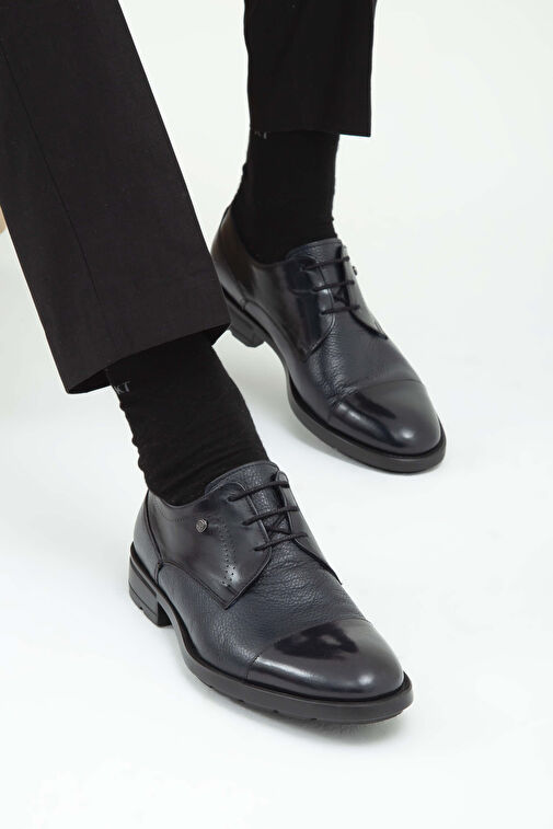 Tamer Tanca Erkek Hakiki Deri Lacivert Klasik Ayakkabı - Görsel 5