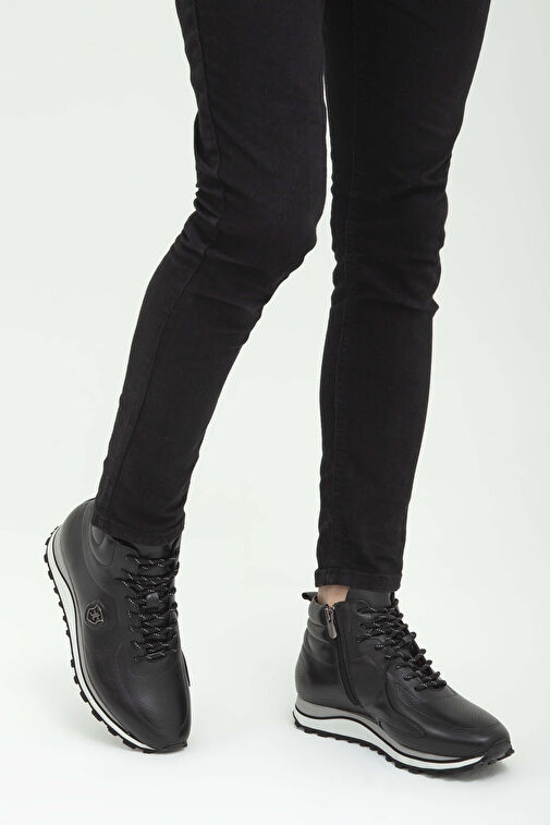 Tamer Tanca Erkek Hakiki Deri Siyah Casual Bot - Görsel 3