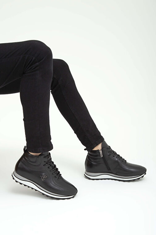 Tamer Tanca Erkek Hakiki Deri Siyah Casual Bot - Görsel 4