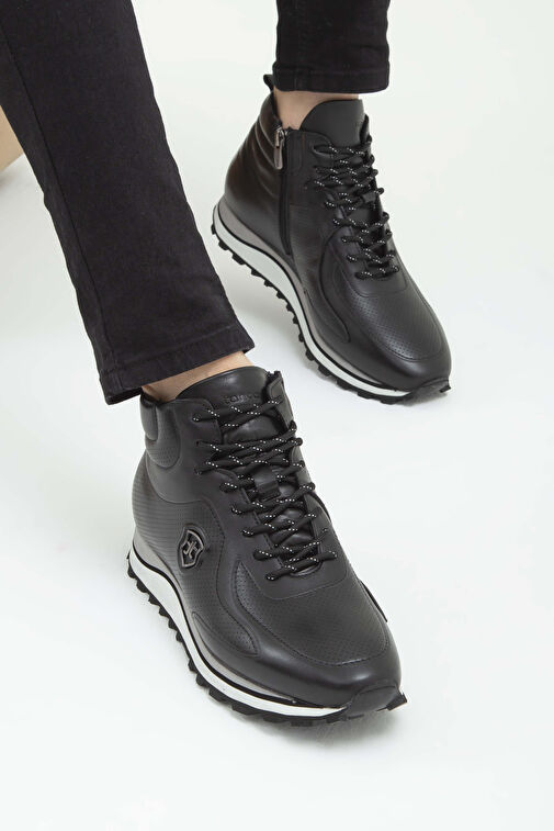 Tamer Tanca Erkek Hakiki Deri Siyah Casual Bot - Görsel 5