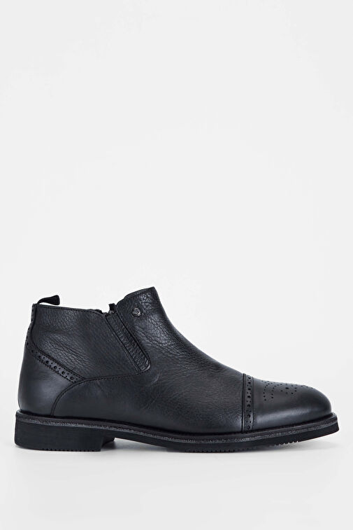 Tamer Tanca Erkek Hakiki Deri Siyah Casual Bot - Görsel 2