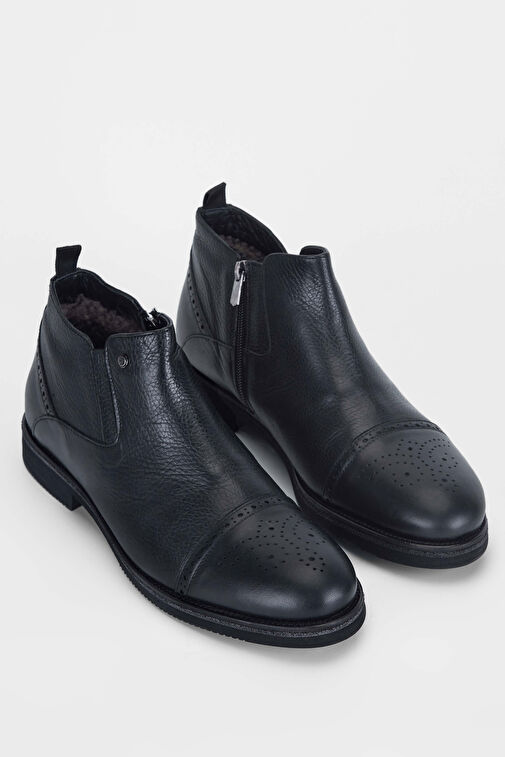 Tamer Tanca Erkek Hakiki Deri Siyah Casual Bot - Görsel 3