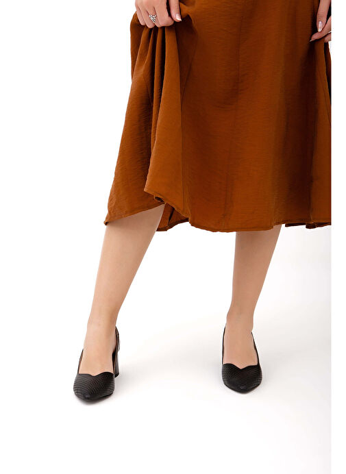 Tamer Tanca Kadın Hakiki Deri Siyah Klasik Ayakkabı - Görsel 7