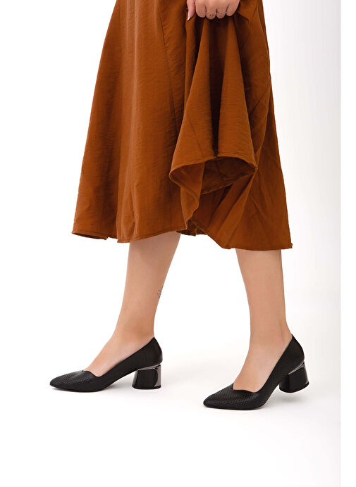 Tamer Tanca Kadın Hakiki Deri Siyah Klasik Ayakkabı - Görsel 8