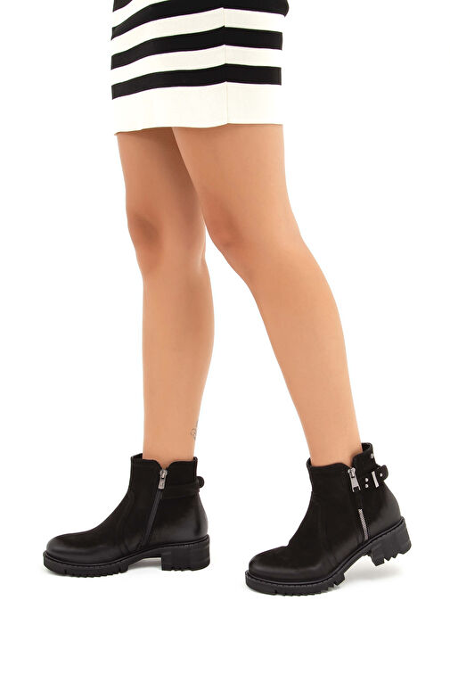 Tamer Tanca Kadın Hakiki Deri Siyah Nubuk Günlük Bot - Görsel 4