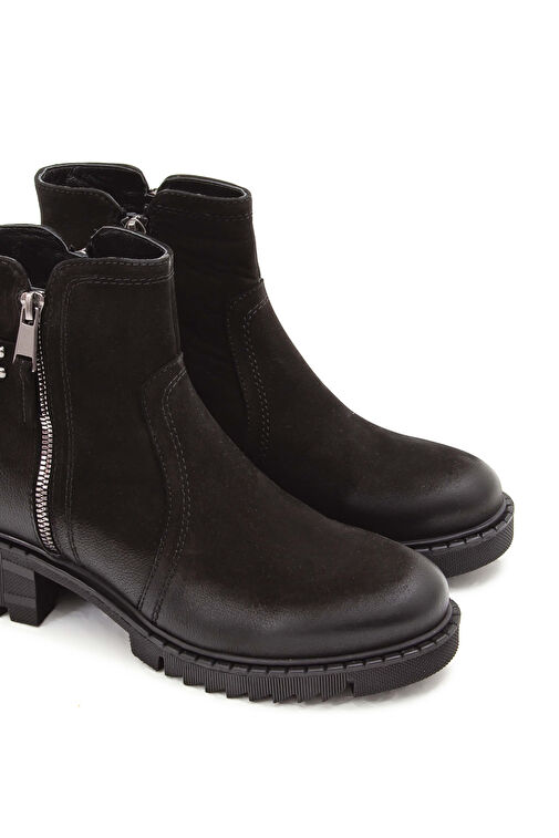 Tamer Tanca Kadın Hakiki Deri Siyah Nubuk Günlük Bot - Görsel 8