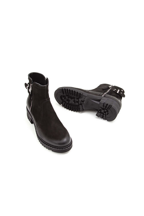 Tamer Tanca Kadın Hakiki Deri Siyah Nubuk Günlük Bot - Görsel 9