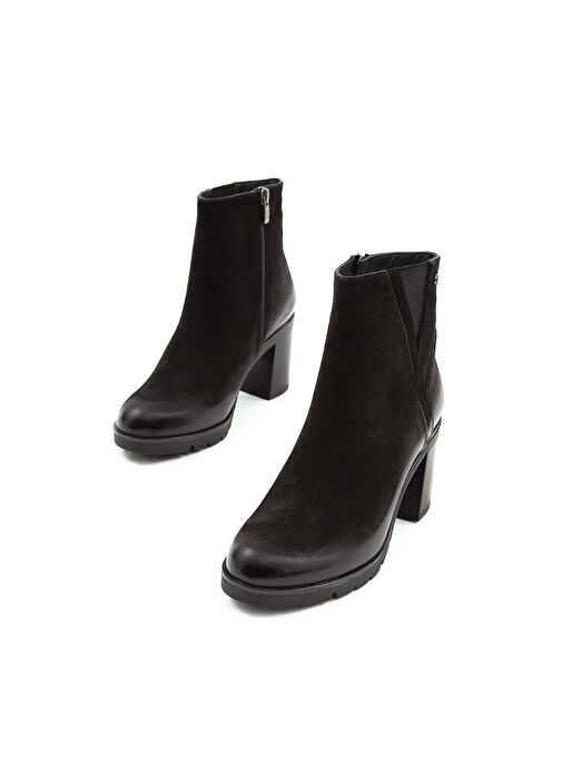 Tamer Tanca Kadın Hakiki Deri Siyah Nubuk Klasik Bot - Görsel 4