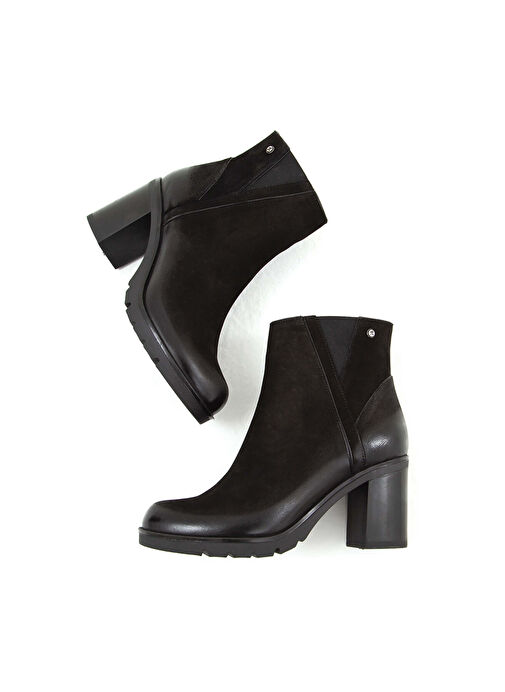 Tamer Tanca Kadın Hakiki Deri Siyah Nubuk Klasik Bot - Görsel 5