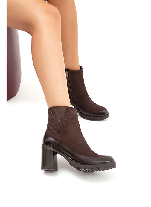 Tamer Tanca Kadın Hakiki Deri Kahverengi Klasik Bot - Görsel 4