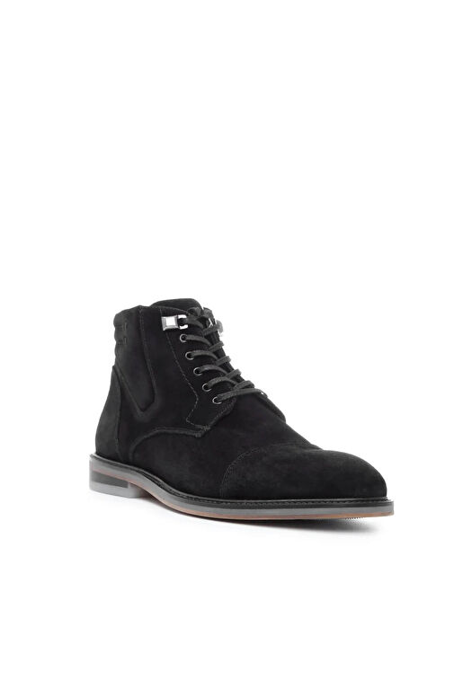 Tamer Tanca Erkek Hakiki Deri Siyah Süet Klasik Bot - Görsel 3