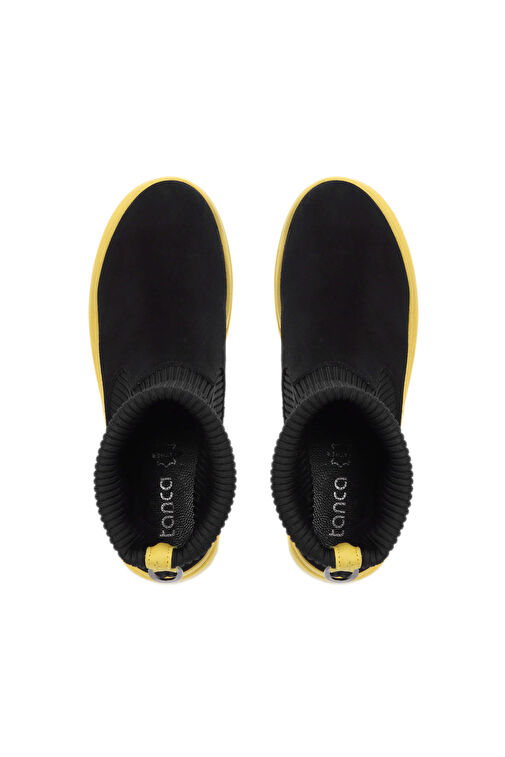 Tamer Tanca Kadın Hakiki Deri Siyah Süet/Sarı Bot - Görsel 5