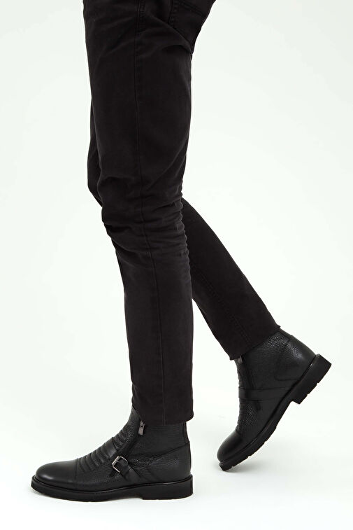 Tamer Tanca Erkek Hakiki Deri Siyah Klasik Bot - Görsel 2