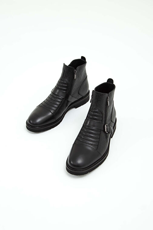 Tamer Tanca Erkek Hakiki Deri Siyah Klasik Bot - Görsel 6