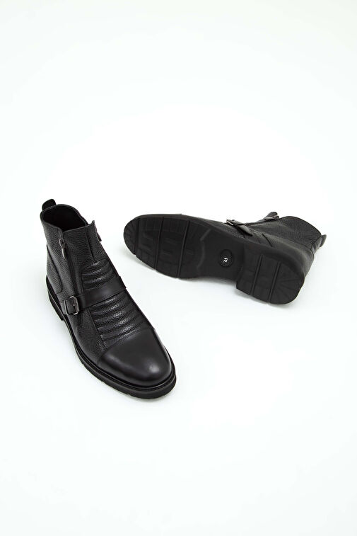 Tamer Tanca Erkek Hakiki Deri Siyah Klasik Bot - Görsel 8