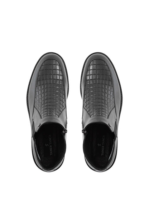 Tamer Tanca Erkek Hakiki Deri Siyah Klasik Bot - Görsel 6