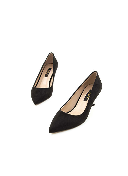 Tamer Tanca Kadın Suni Deri Siyah Süet Topuklu Ayakkabı - Görsel 3