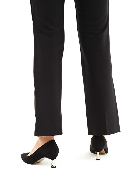 Tamer Tanca Kadın Suni Deri Siyah Süet Topuklu Ayakkabı - Görsel 6