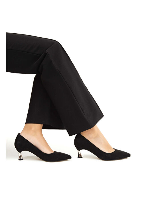 Tamer Tanca Kadın Suni Deri Siyah Süet Topuklu Ayakkabı - Görsel 8