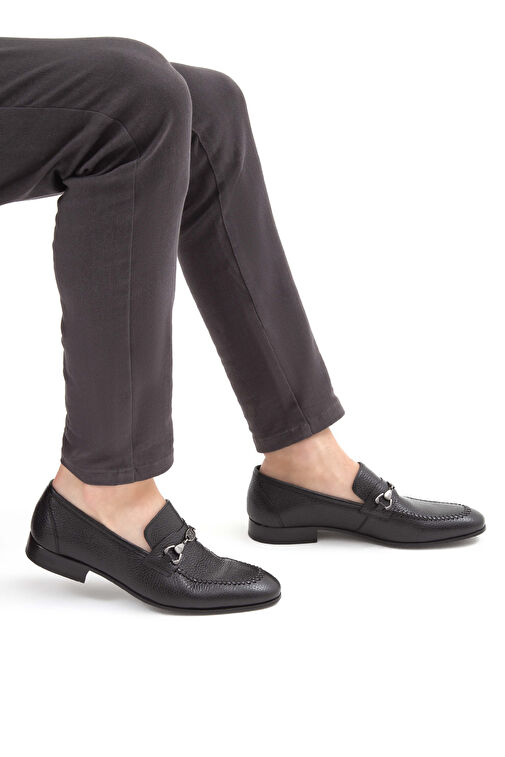 Tamer Tanca Erkek Hakiki Deri Siyah Makosen Ayakkabı - Görsel 4