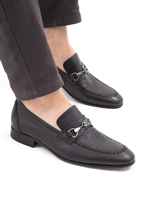 Tamer Tanca Erkek Hakiki Deri Siyah Makosen Ayakkabı - Görsel 5