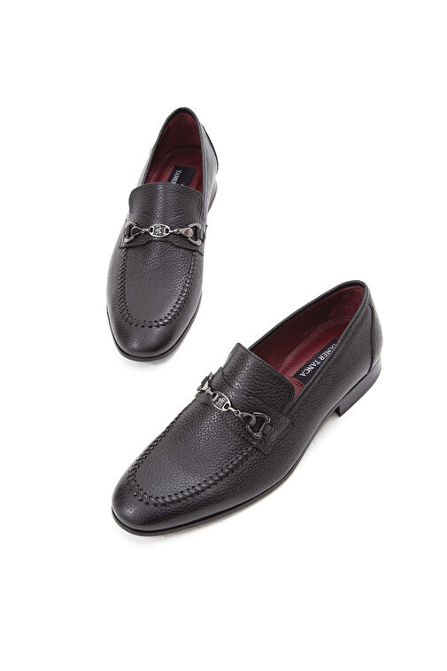 Tamer Tanca Erkek Hakiki Deri Siyah Makosen Ayakkabı - Görsel 6