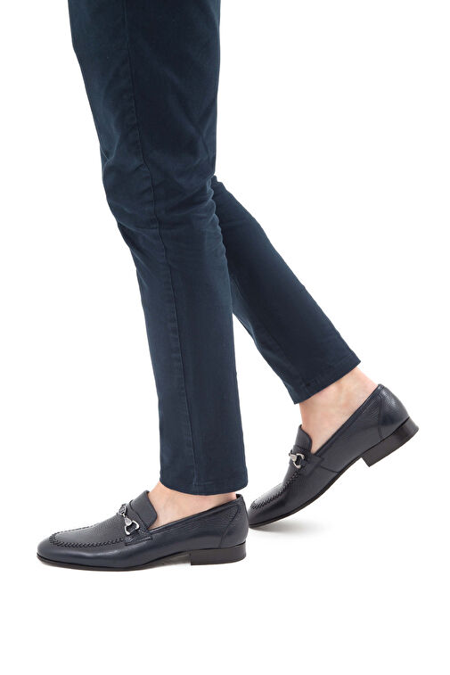 Tamer Tanca Erkek Hakiki Deri Lacivert Makosen Ayakkabı - Görsel 2