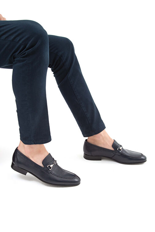 Tamer Tanca Erkek Hakiki Deri Lacivert Makosen Ayakkabı - Görsel 4