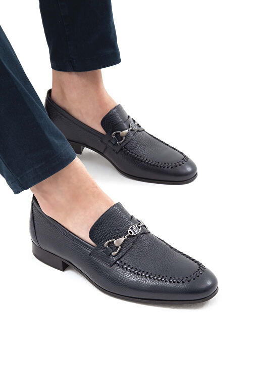 Tamer Tanca Erkek Hakiki Deri Lacivert Makosen Ayakkabı - Görsel 5