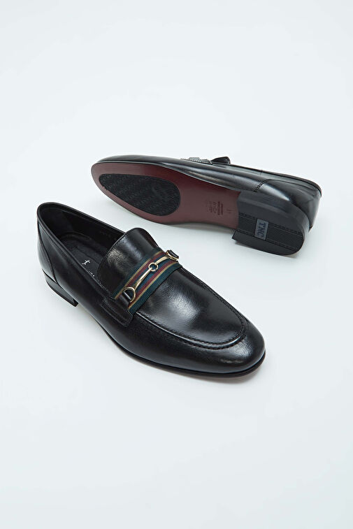 Tamer Tanca Erkek Hakiki Deri Siyah Bufalo Klasik Ayakkabı - Görsel 4