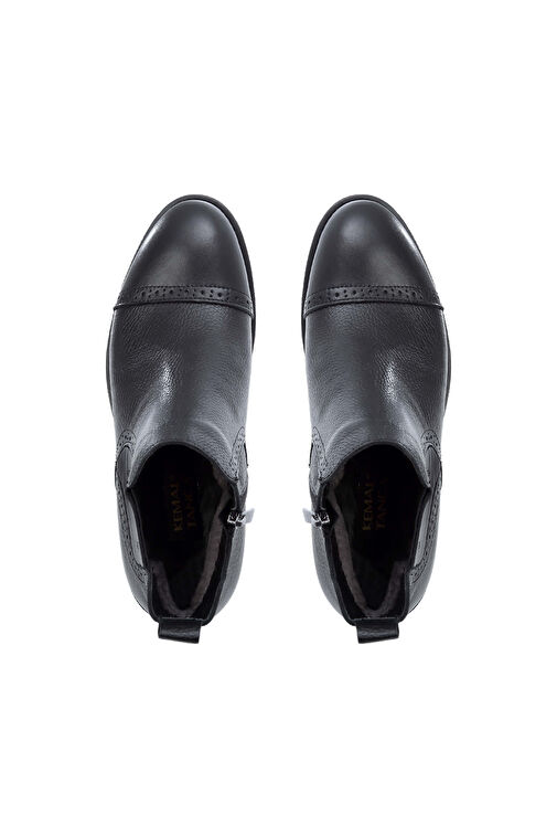 Tamer Tanca Erkek Hakiki Deri Siyah Floter Klasik Bot - Görsel 6