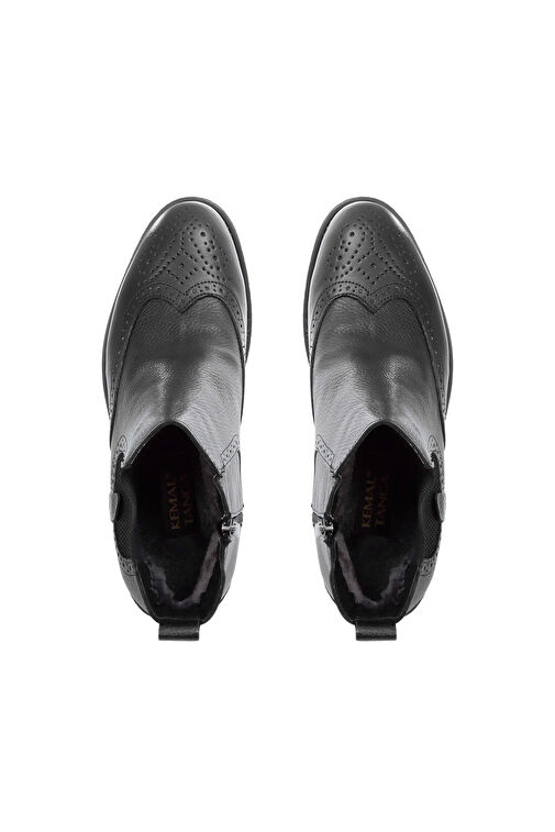 Tamer Tanca Erkek Hakiki Deri Siyah Floter Klasik Bot - Görsel 6