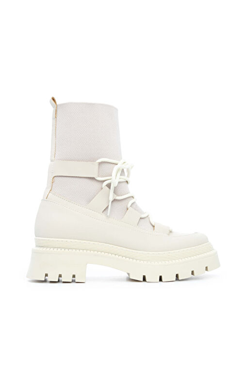 Tamer Tanca Kadın Tekstil & Suni Deri Ekru Günlük Bot - Görsel 3