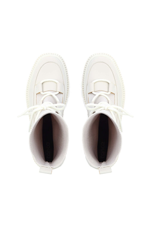 Tamer Tanca Kadın Tekstil & Suni Deri Ekru Günlük Bot - Görsel 9