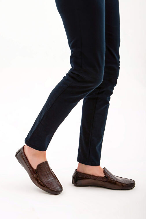 Tamer Tanca Erkek Hakiki Deri Kahverengi Driver Ayakkabı - Görsel 2